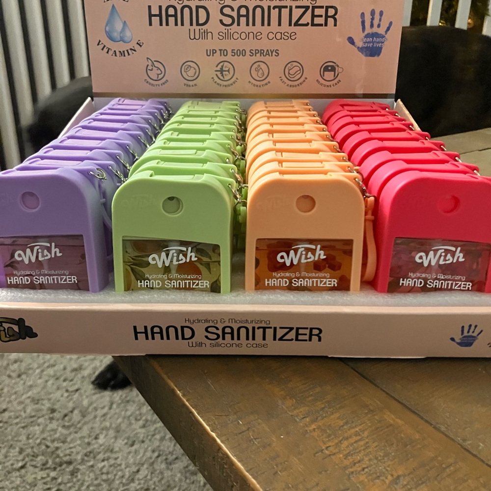Wish Hand Sanitizer Set with Silicone Cases:Purple,Green,Orange,Pink must haves! - Picture 2 of 7
